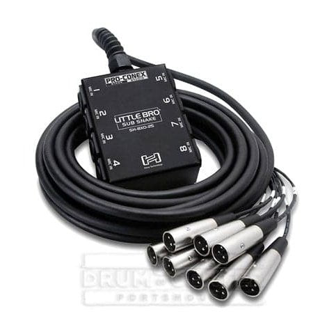Hosa Pro-Conex Little Bro' Sub Snake, Hosa 8 x XLR Sends and No Returns, 25ft