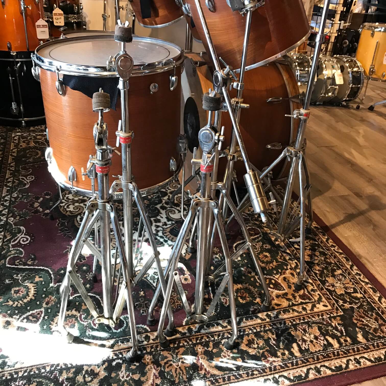 Used Vintage Slingerland 6pc Single-Headed Drum Set w/ Tom Stands - Natural Swirl