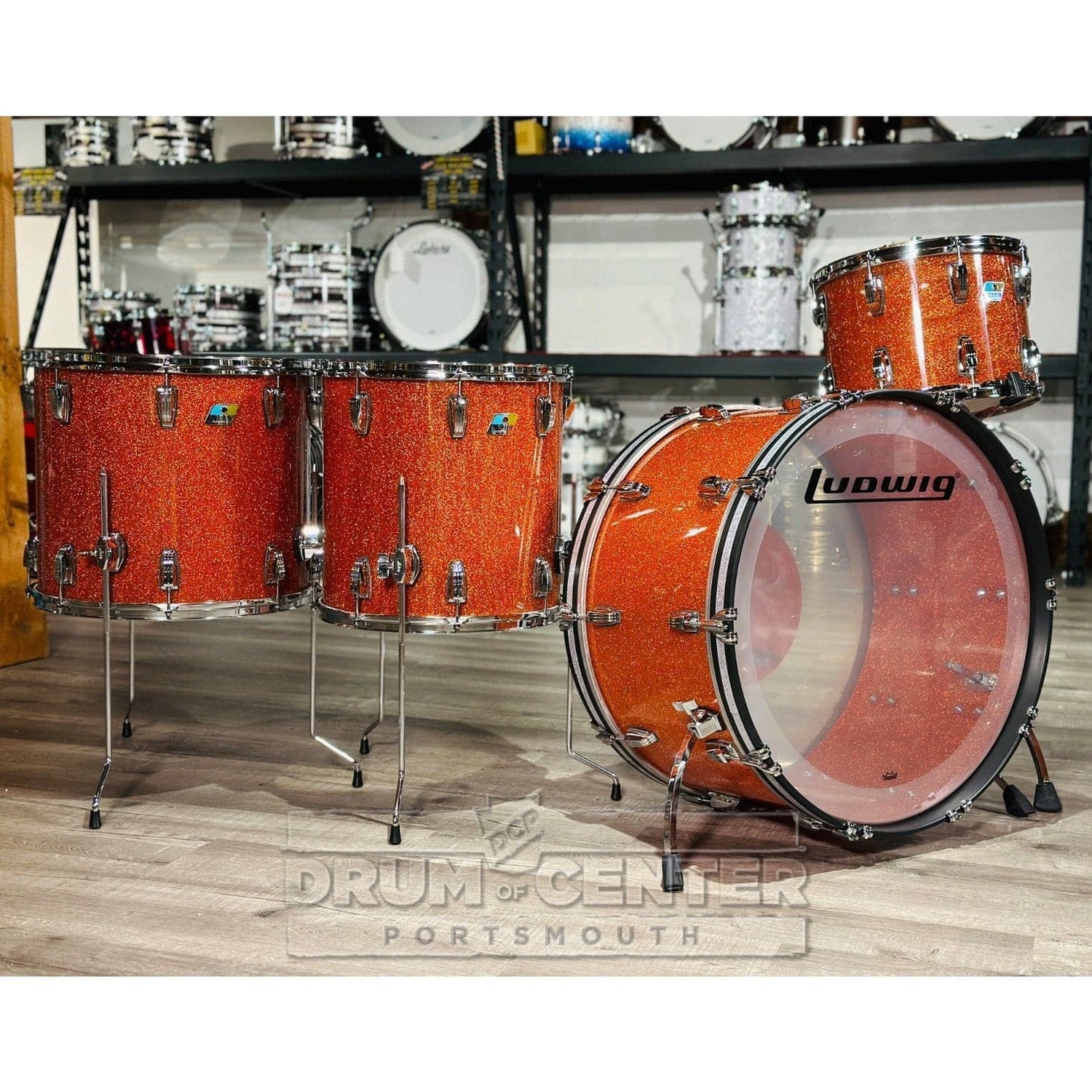 Ludwig Vistalite 4pc Drum Set Orange Sparkle - DCP Exclusive!