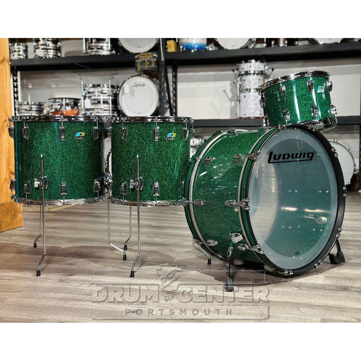 Ludwig Vistalite 4pc Drum Set Green Sparkle - DCP Exclusive!