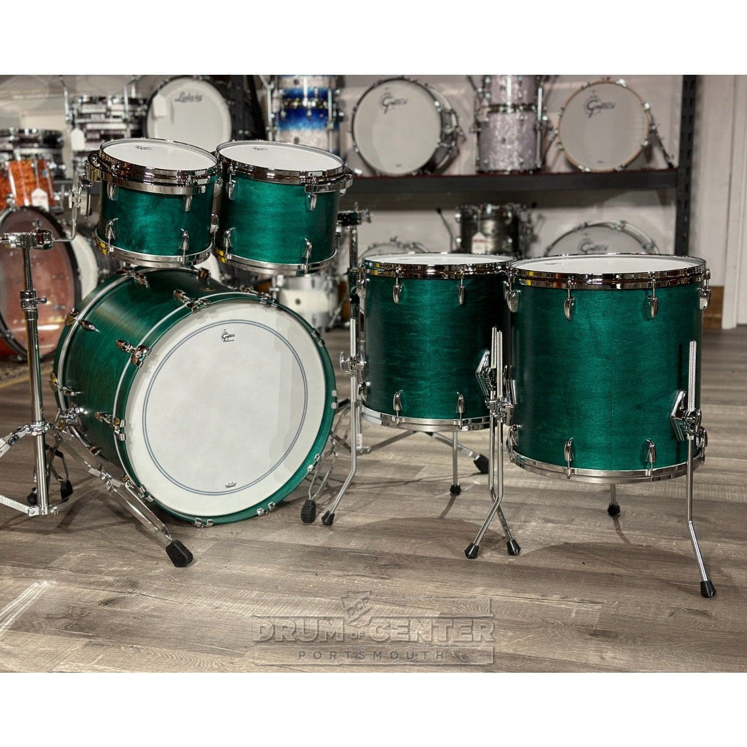 Gretsch USA Custom 5pc Drum Set Satin Caribbean Blue