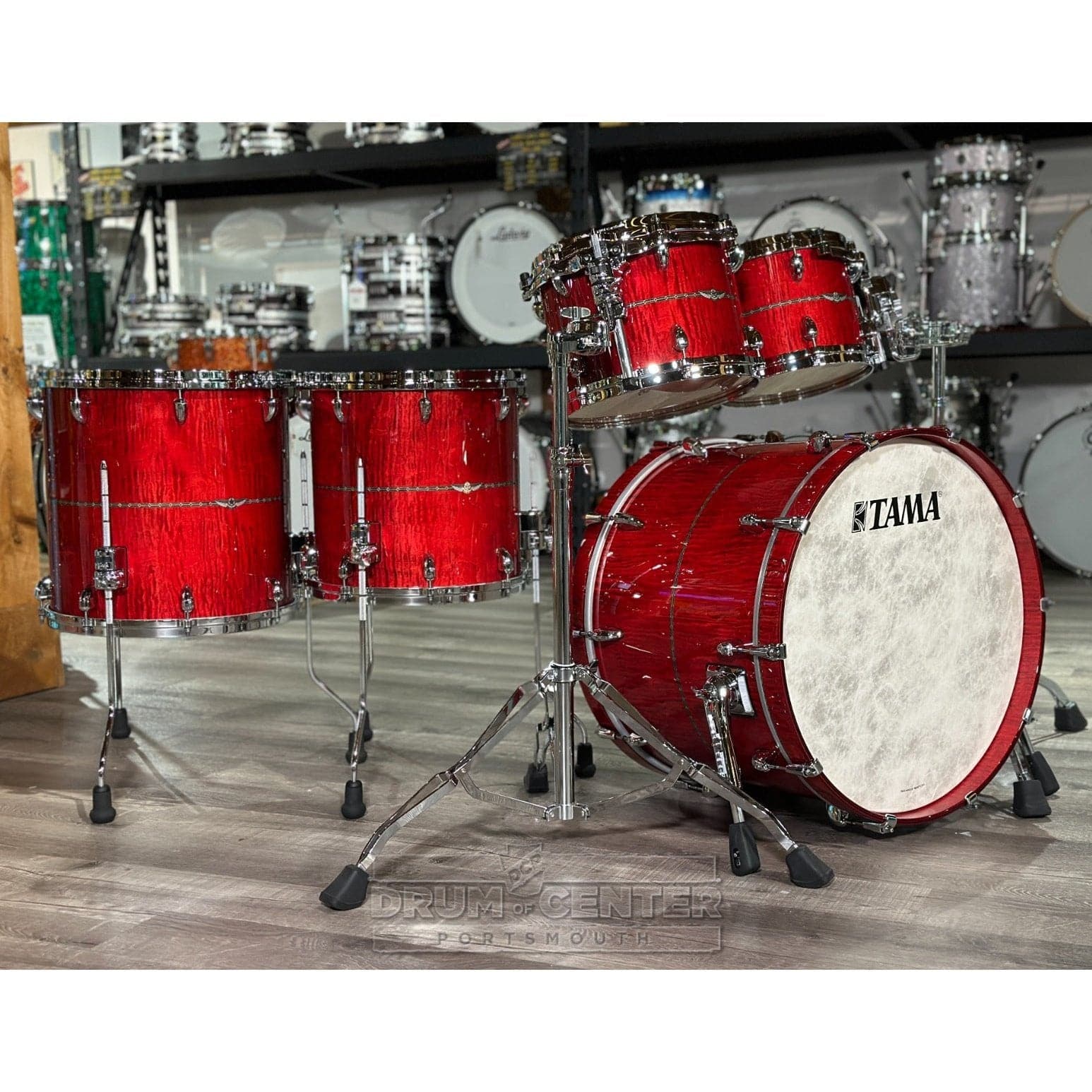 Tama Star Maple 5pc Drum Set Raspberry Curly Maple w/Outside Inlay