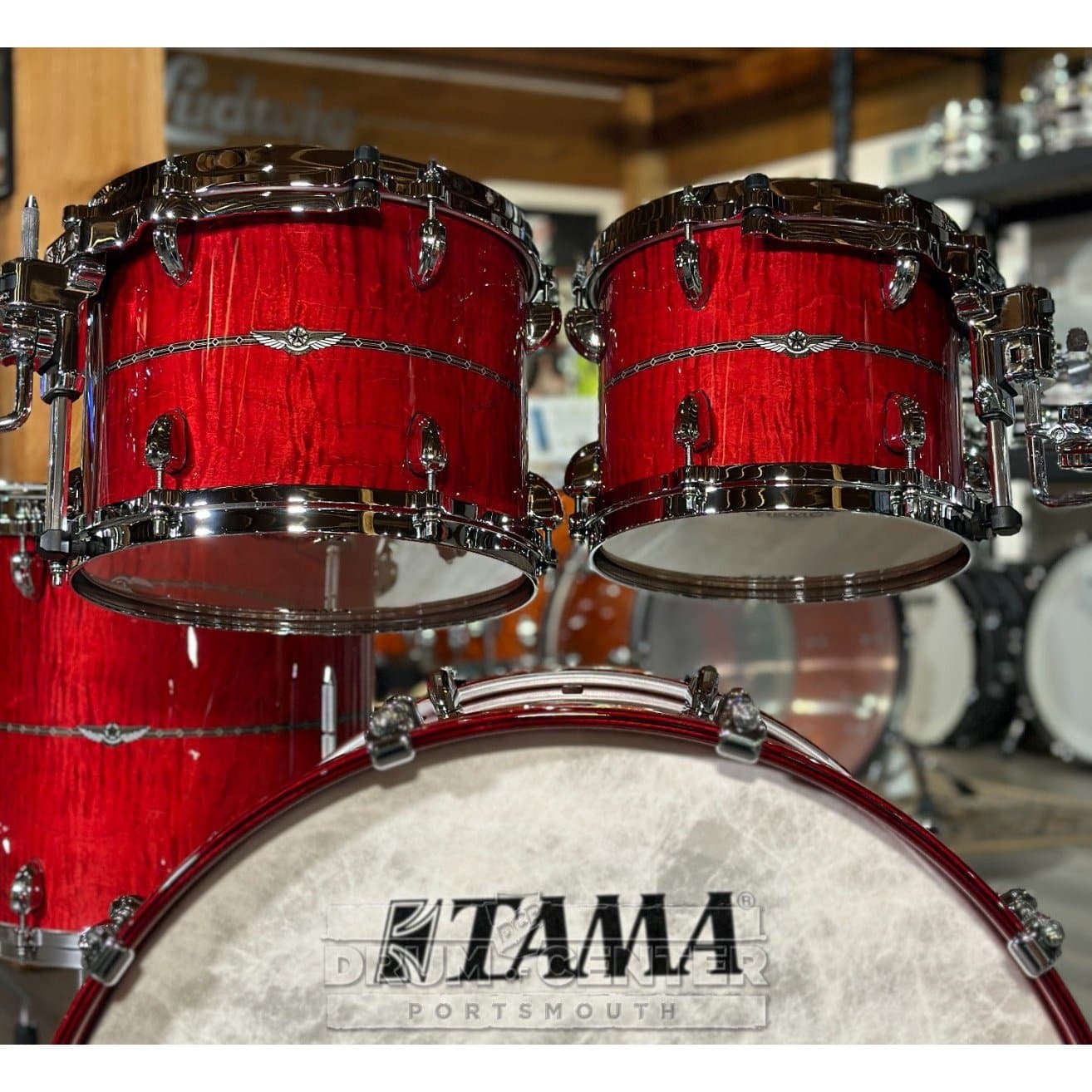 Tama Star Maple 5pc Drum Set Raspberry Curly Maple w/Outside Inlay