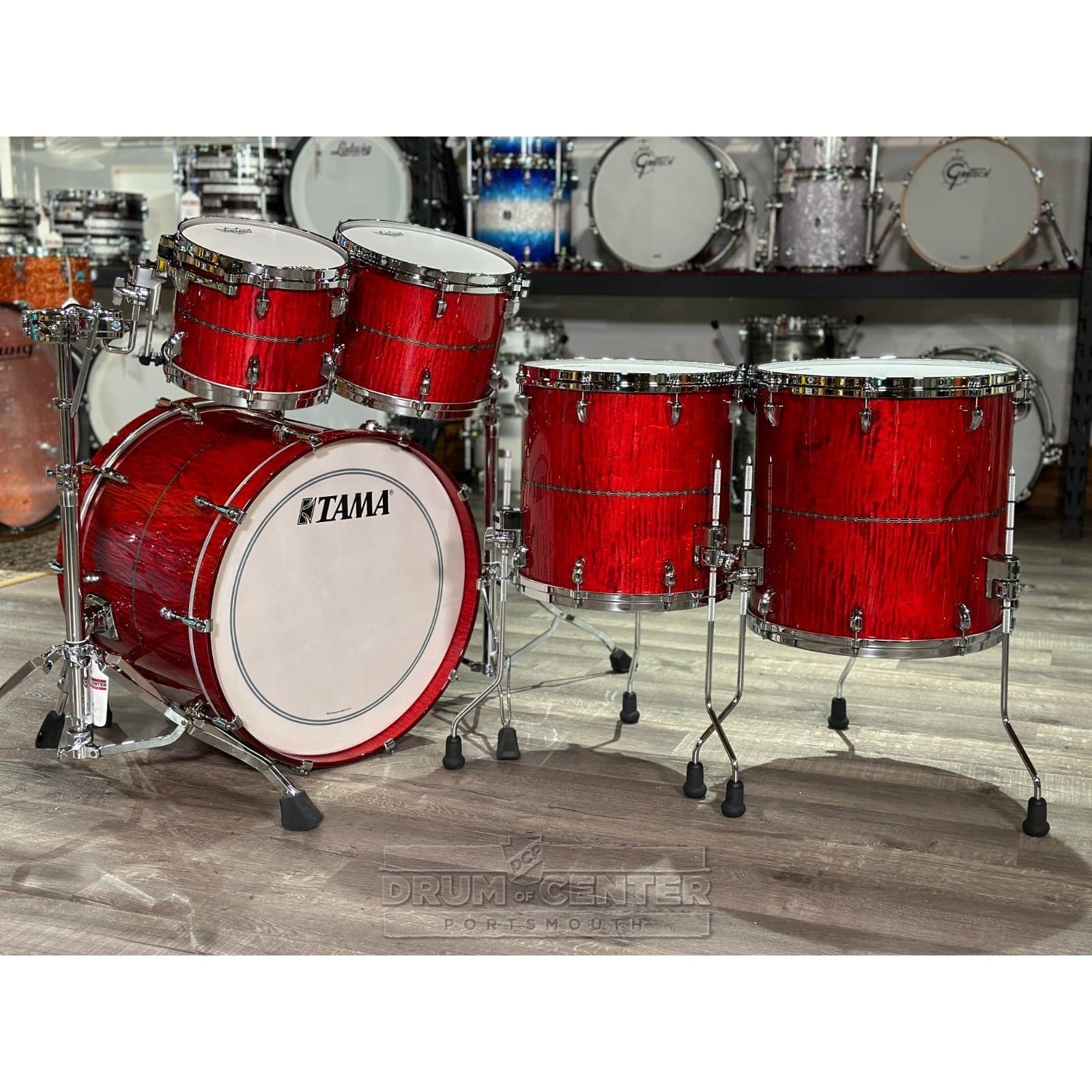 Tama Star Maple 5pc Drum Set Raspberry Curly Maple w/Outside Inlay