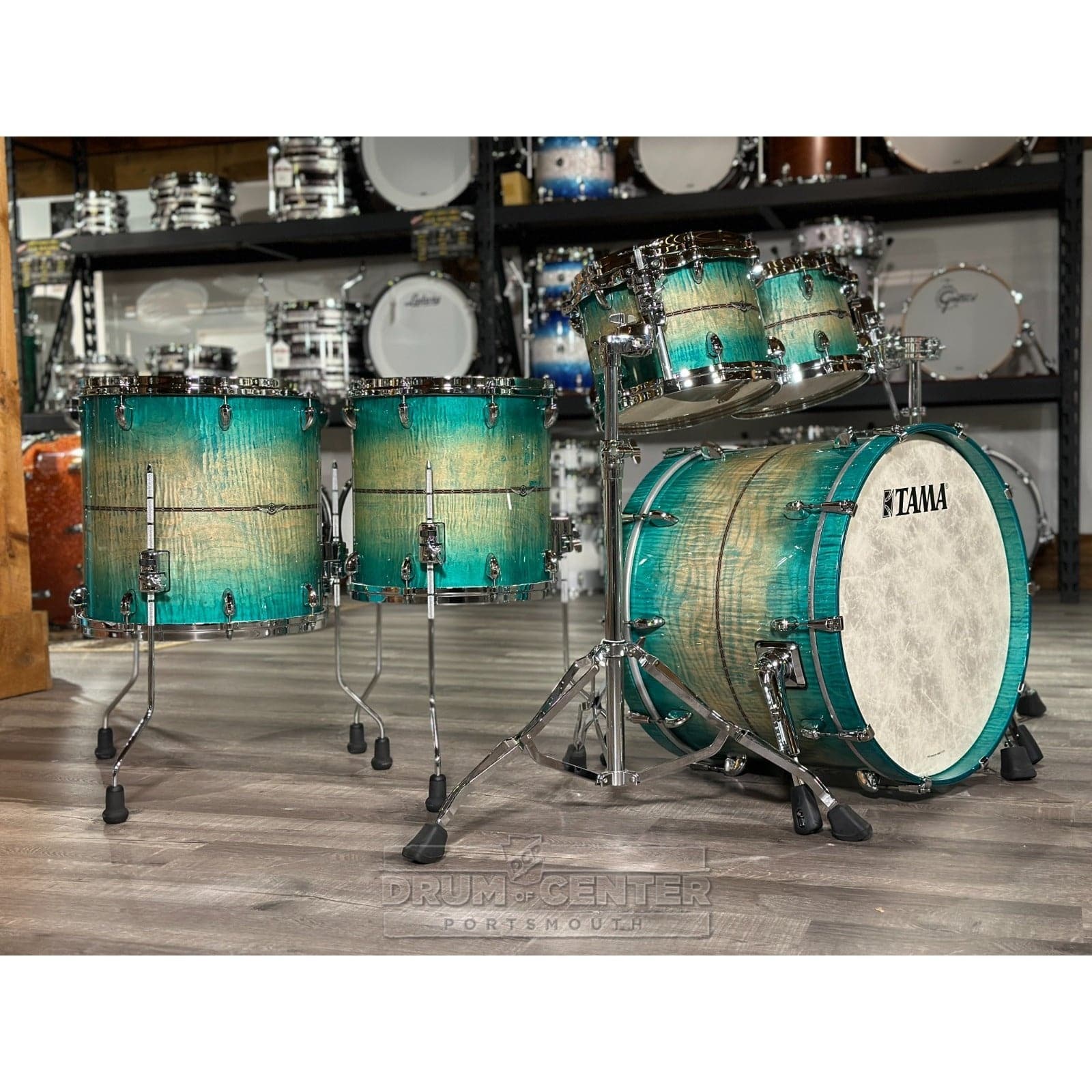 Tama Star Maple 5pc Drum Set Emerald Sea Curly Maple Burst w/Outside Inlay