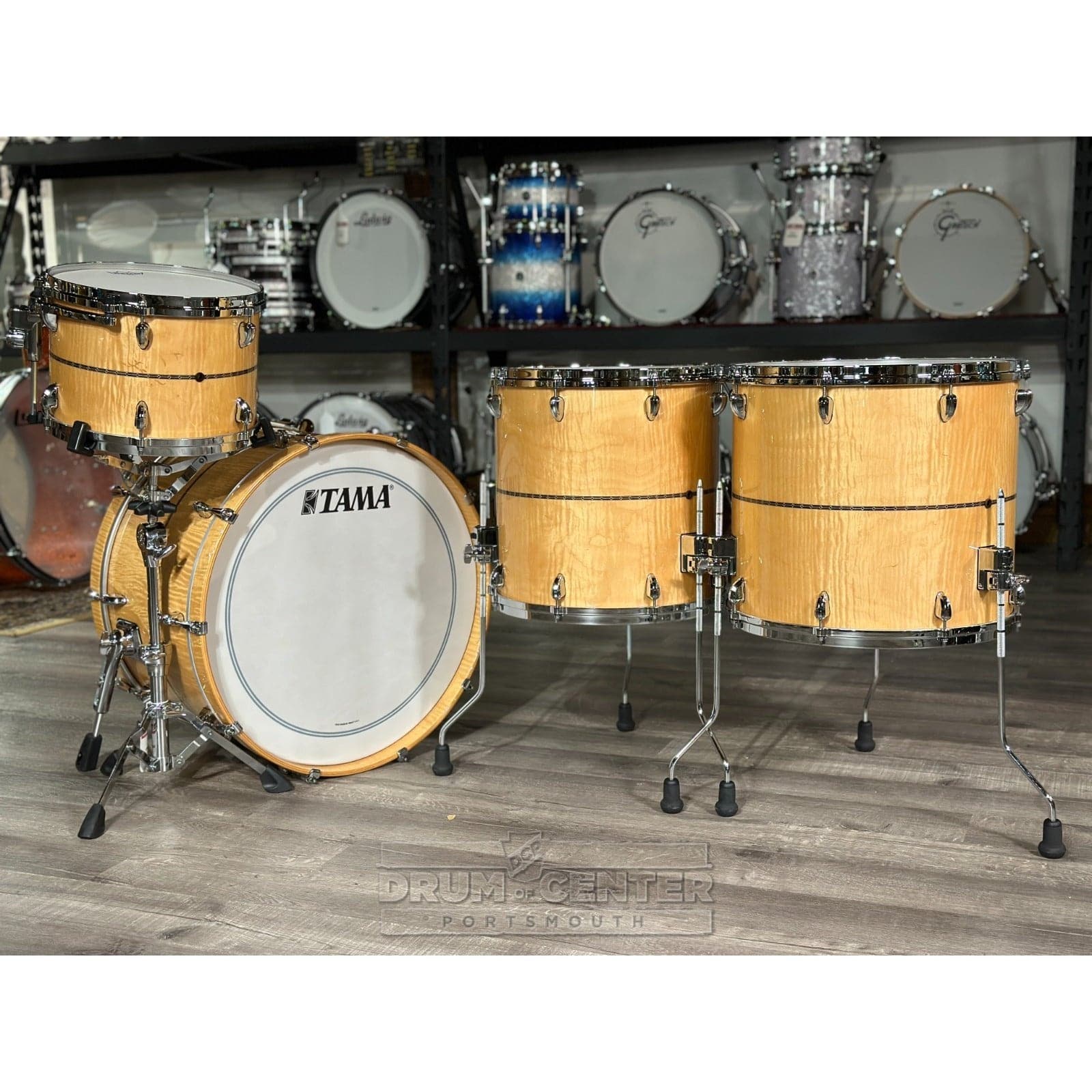 Tama Star Maple 4pc Drum Set Gloss Natural Curly Maple w/Outside Inlay