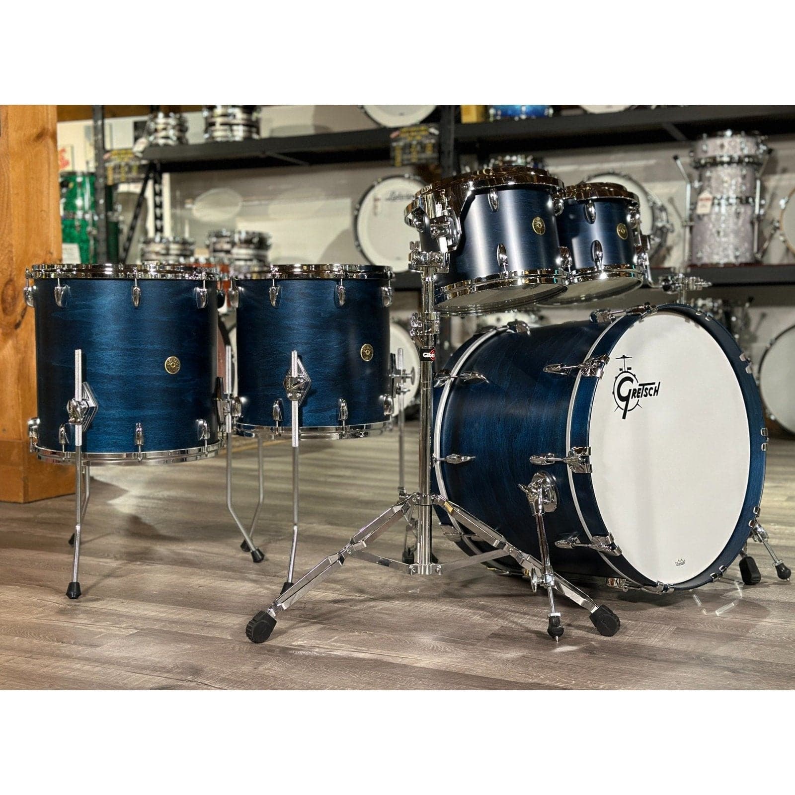 Gretsch USA Custom 5pc Drum Set Satin Azure Blue – Drum Center Of