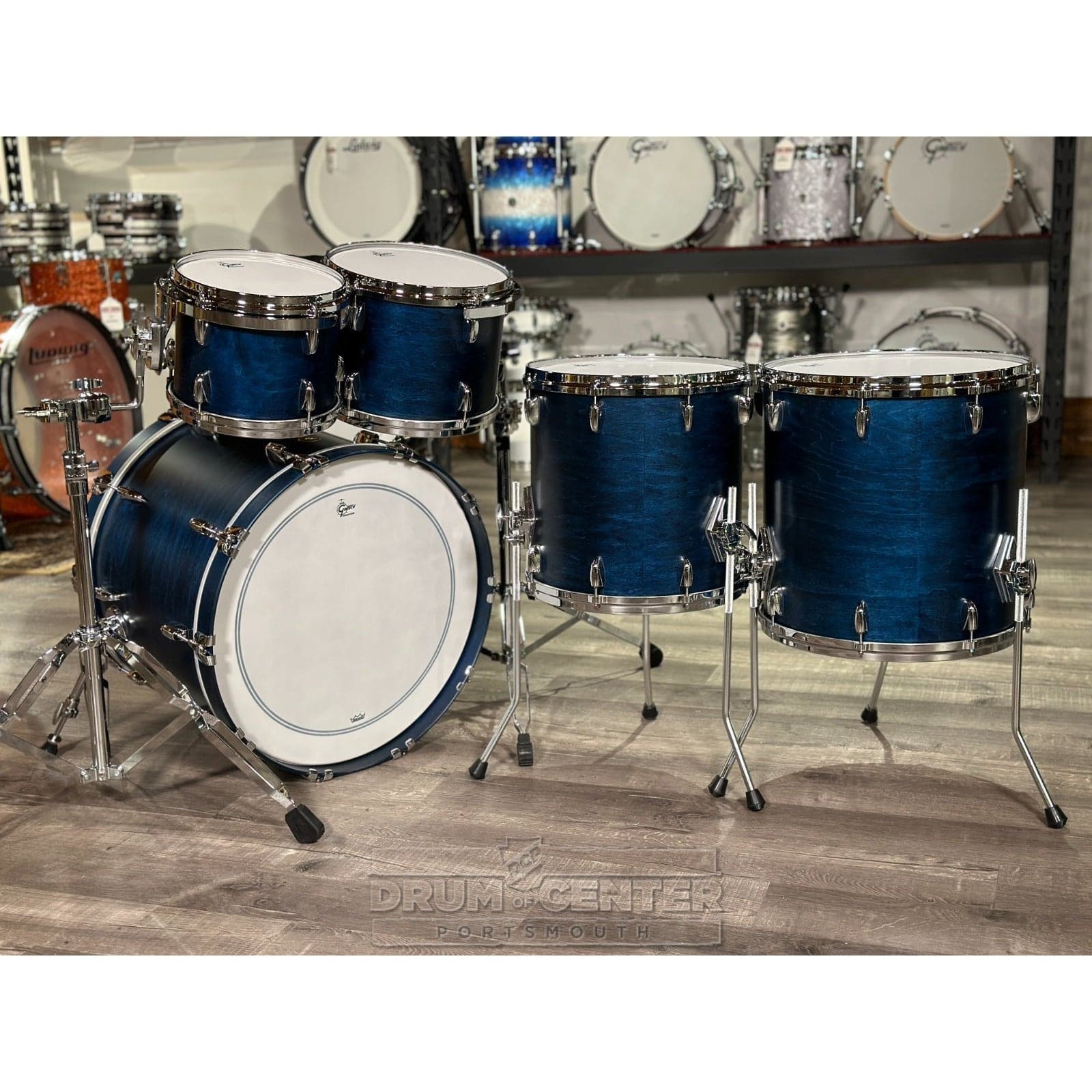 Gretsch USA Custom 5pc Drum Set Satin Azure Blue – Drum Center Of