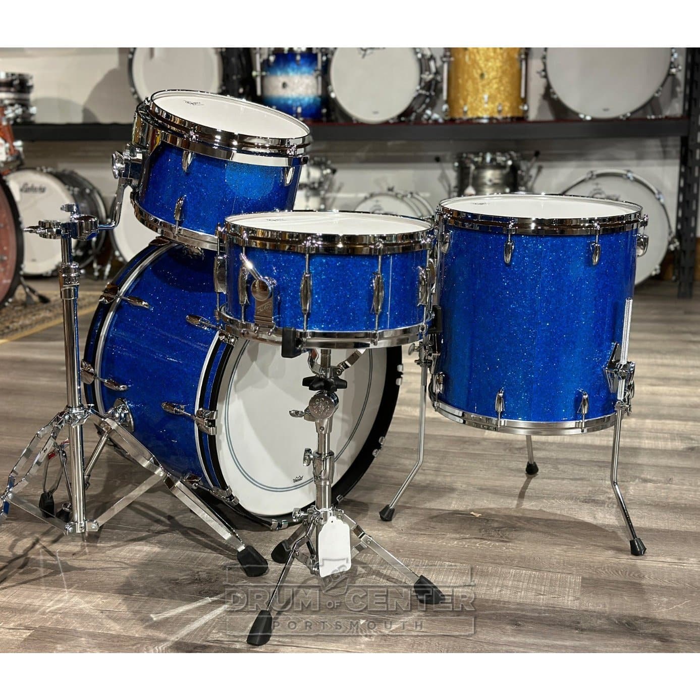 Gretsch USA Custom 4pc Drum Set Blue Glass Nitron