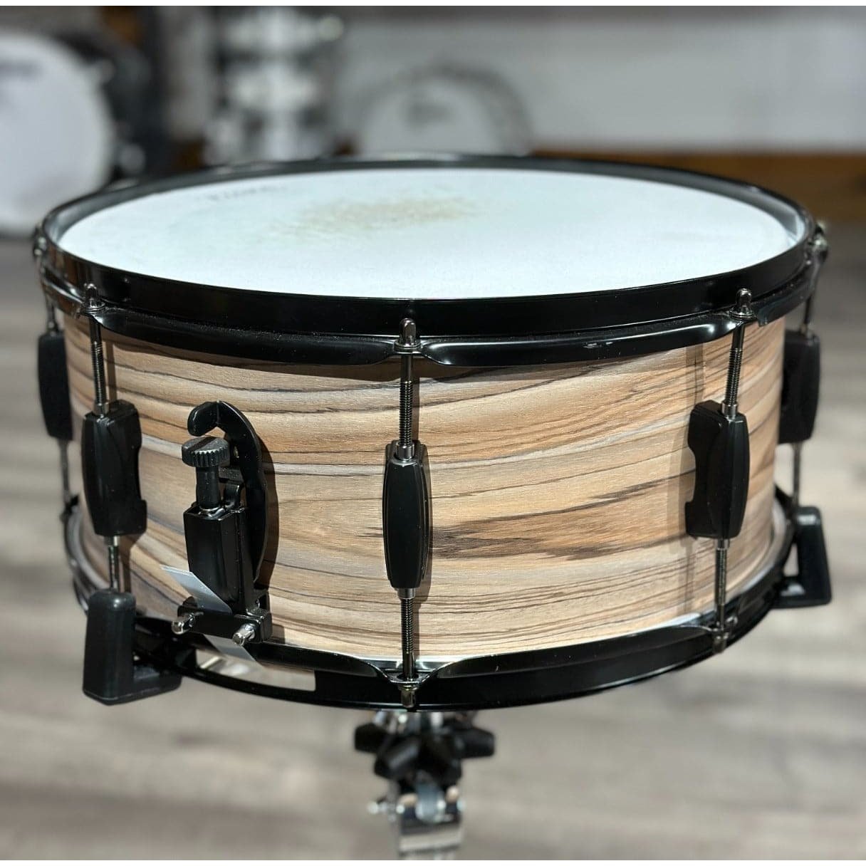 Tama Woodworks Poplar Snare Drum 14x6.5 Natural Zebrawood Wrap - Used/Demo Model