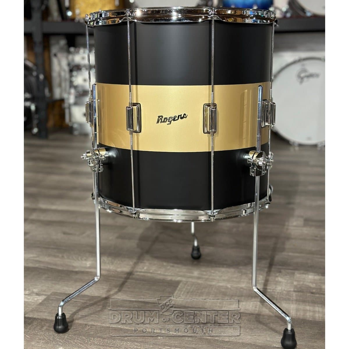 Rogers Tower Limited Edition 3pc Drum Set Satin Black/Gold Duco