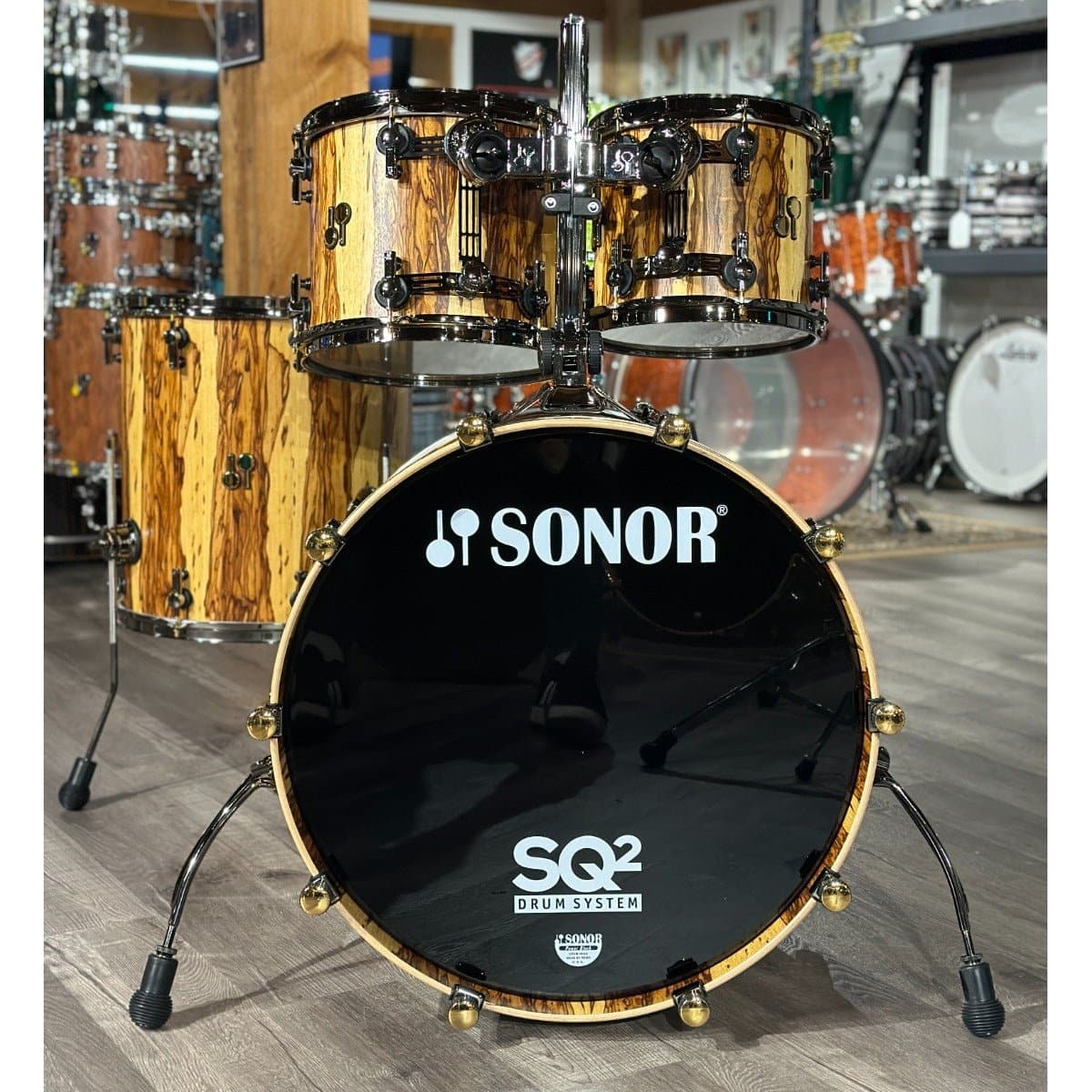 Sonor SQ2 Maple 4pc Drum Set African Marble Semi Gloss w/Black & Gold Hardware