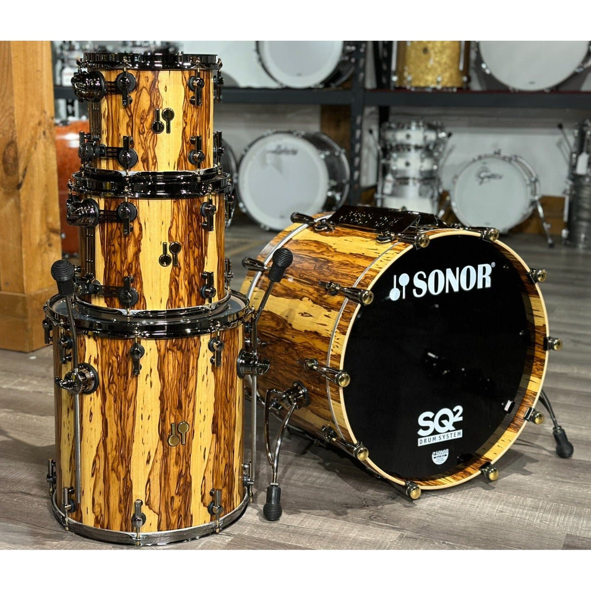 Sonor SQ2 Maple 4pc Drum Set African Marble Semi Gloss w/Black & Gold Hardware