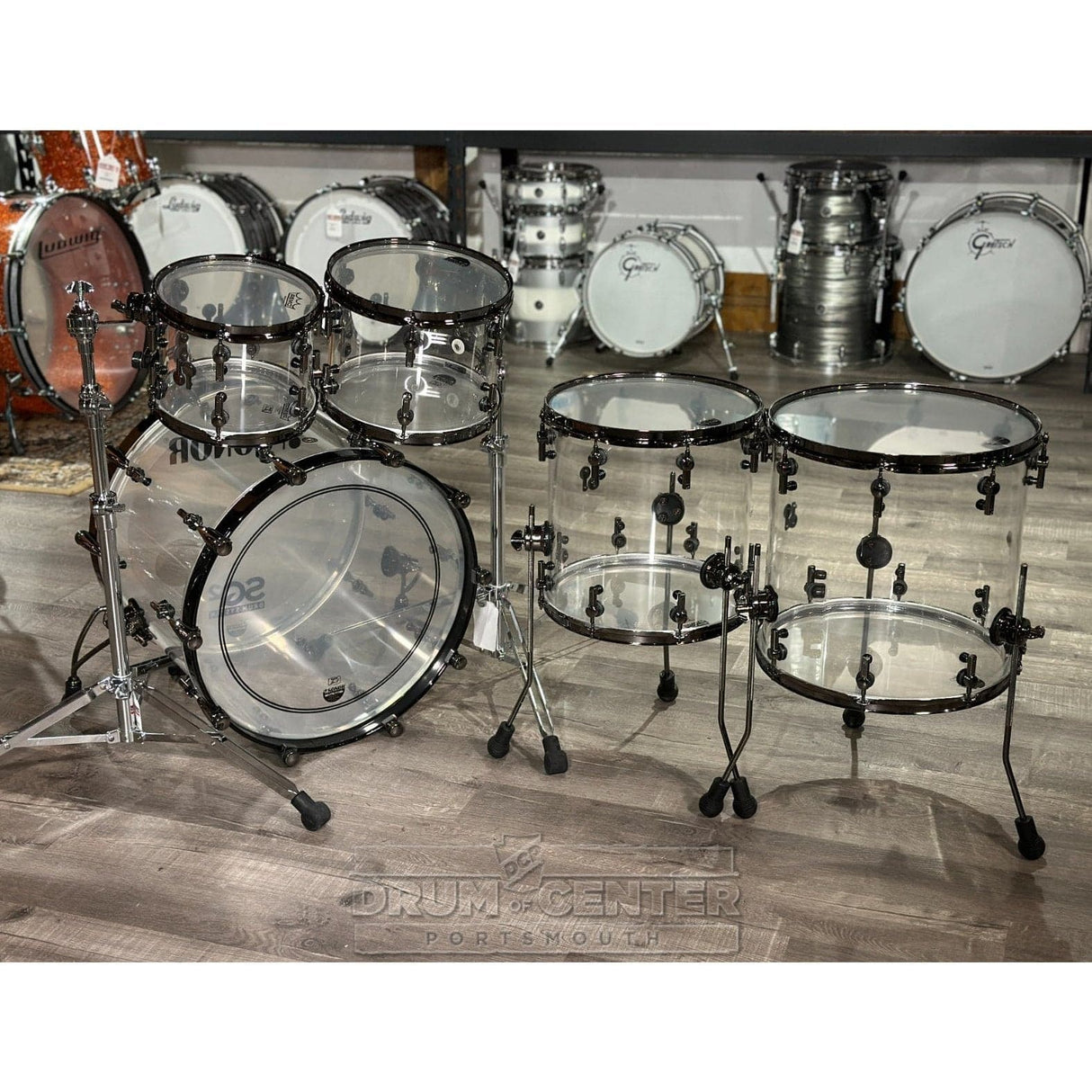 Sonor SQ2 5pc Drum Set X-Ray Acrylic w/Black Hardware