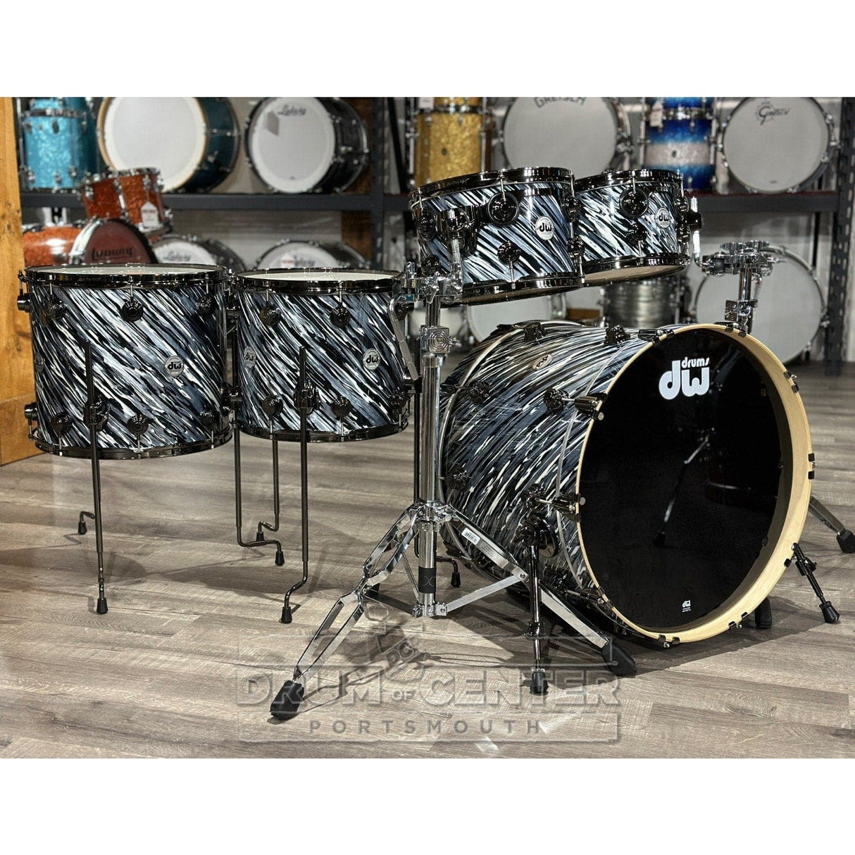 DW Collectors PurpleCore Maple 5pc Drum Set Twisted Black Oyster w/Black Nickel Hw