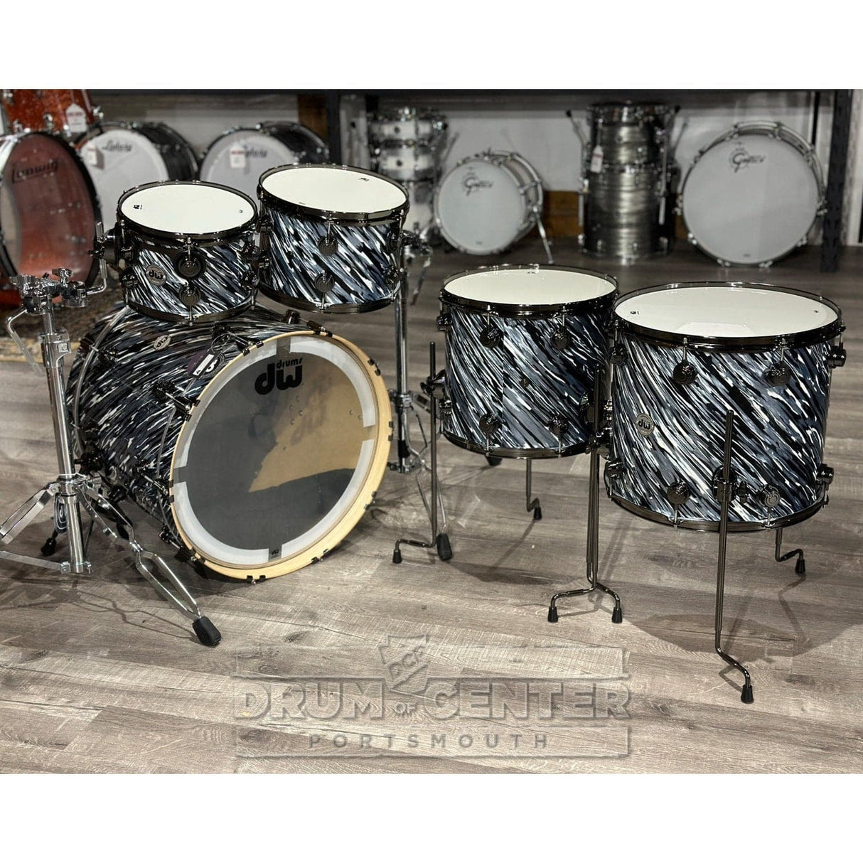 DW Collectors PurpleCore Maple 5pc Drum Set Twisted Black Oyster w/Black Nickel Hw
