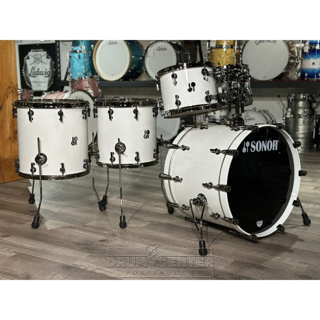 Sonor SQ2 Birch 5pc Drum Set Solid White Gloss w/Black Hardware