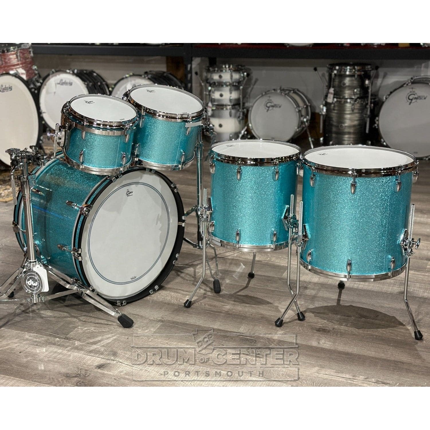 Gretsch USA Custom 5pc Drum Set Turquoise Sparkle