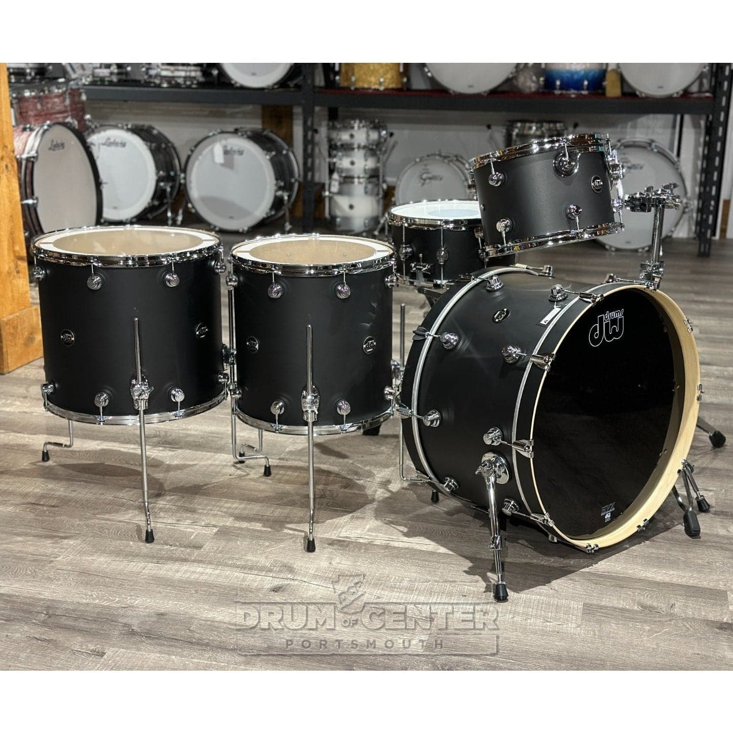 DW Performance 5pc Drum Set 24/13/16/18/14 Hard Satin Charcoal Metallic