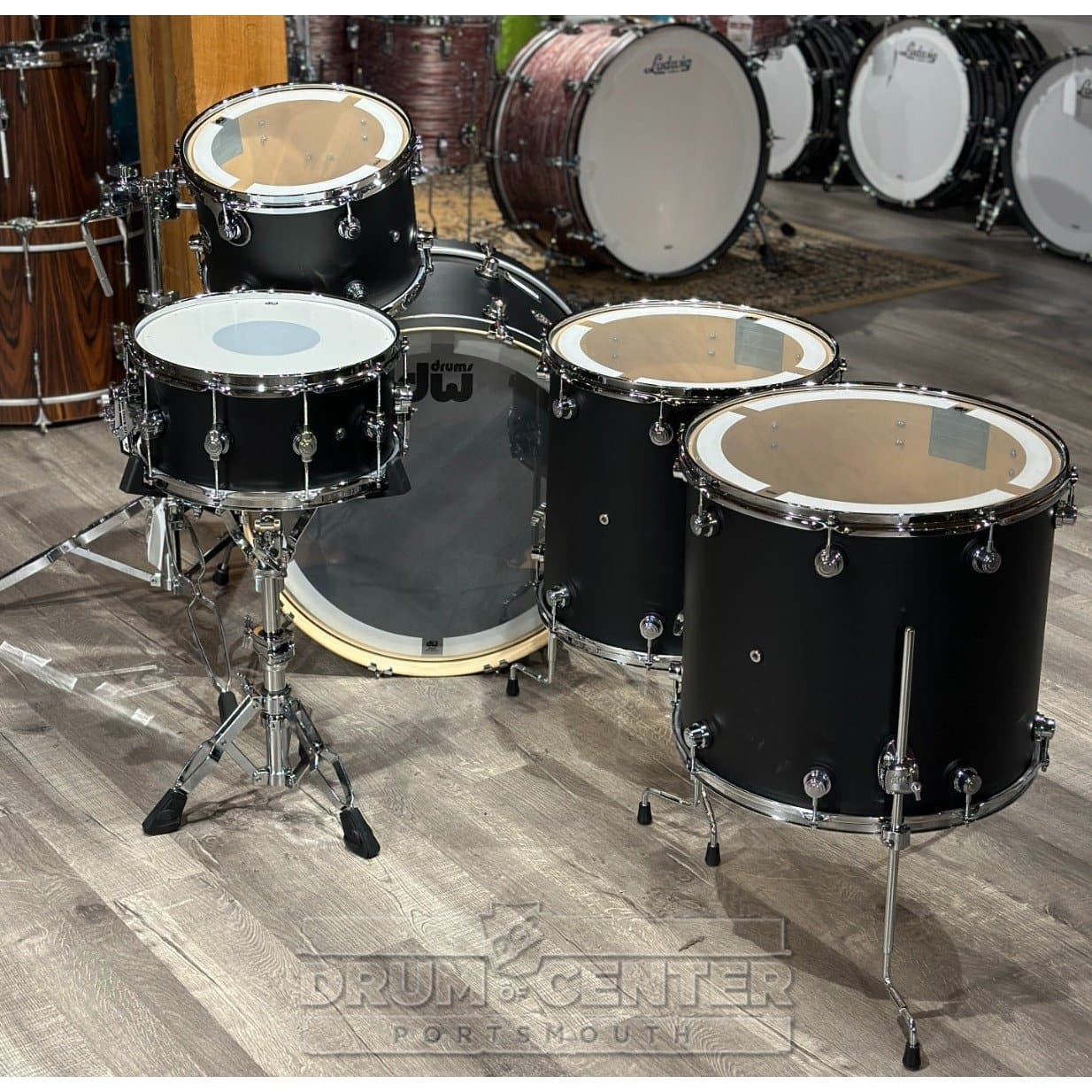 DW Performance 5pc Drum Set 24/13/16/18/14 Hard Satin Charcoal Metallic