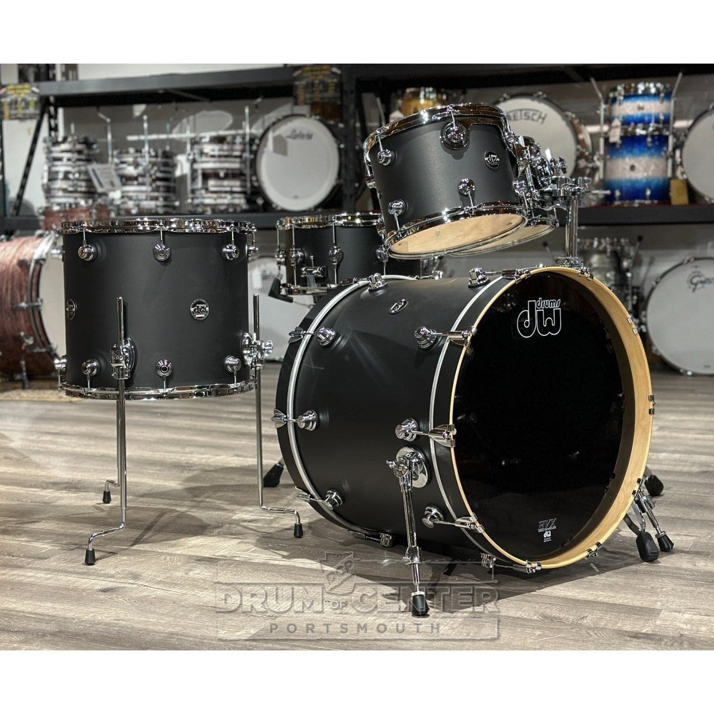 DW Performance 5pc Drum Set 22/10/12/16/14 Hard Satin Charcoal Metallic