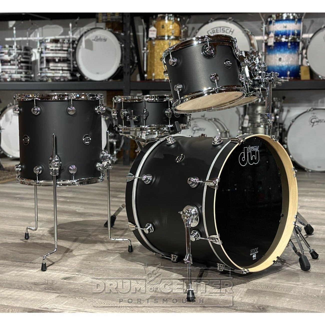 DW Performance 5pc Drum Set 20/10/12/14/14 Hard Satin Charcoal Metallic