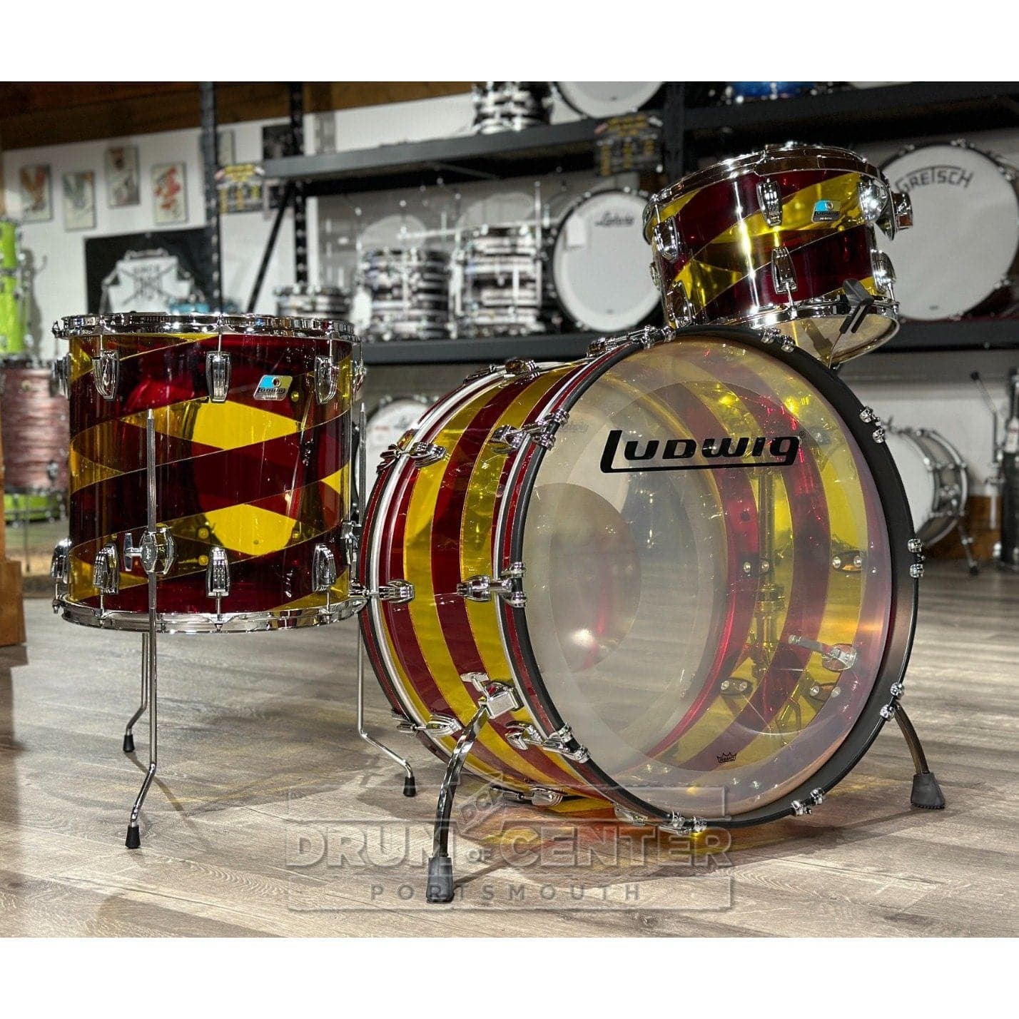 Ludwig Vistalite 3pc Pro Beat Drum Set 50th Anniversary Red/Yellow