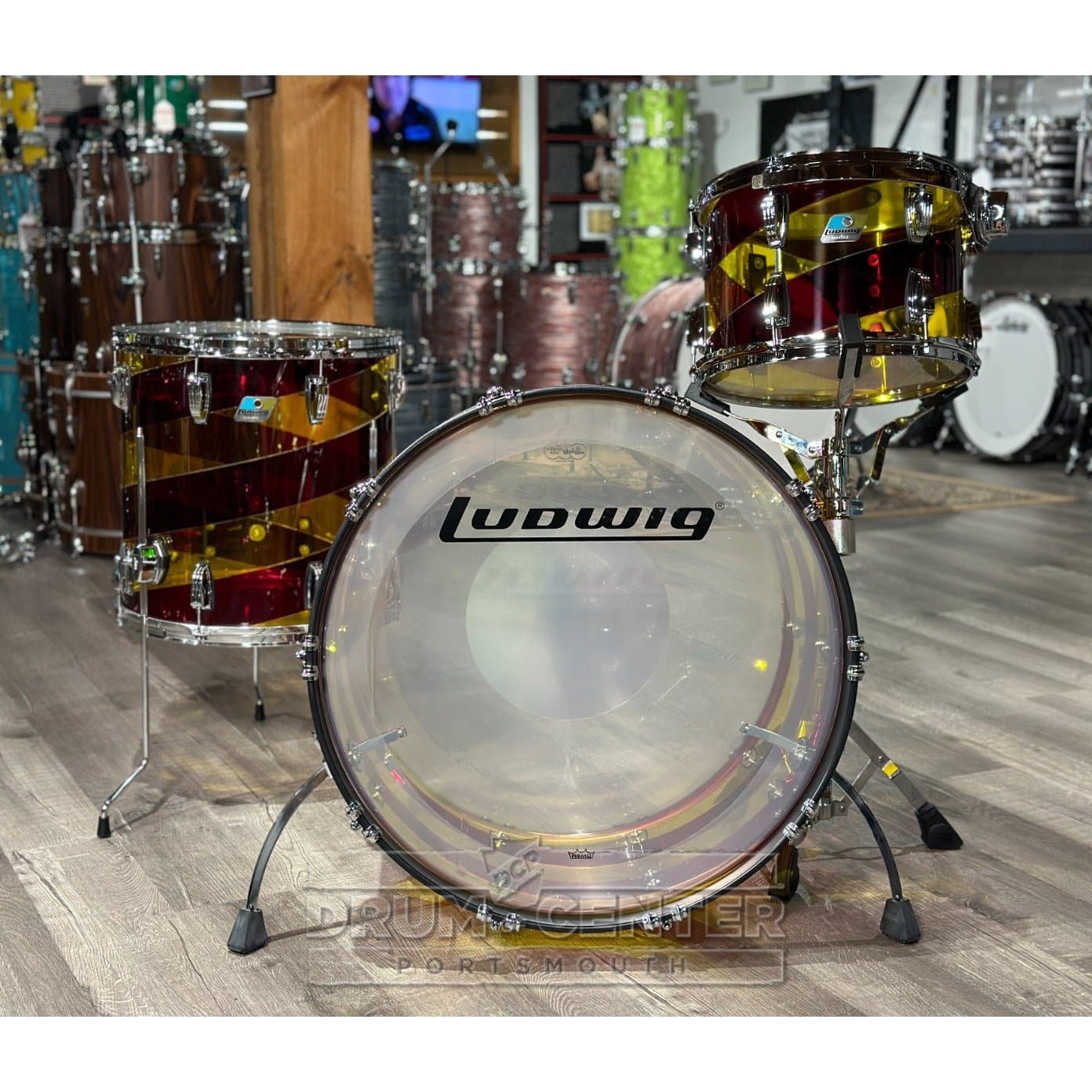 Ludwig Vistalite 3pc Pro Beat Drum Set 50th Anniversary Red/Yellow