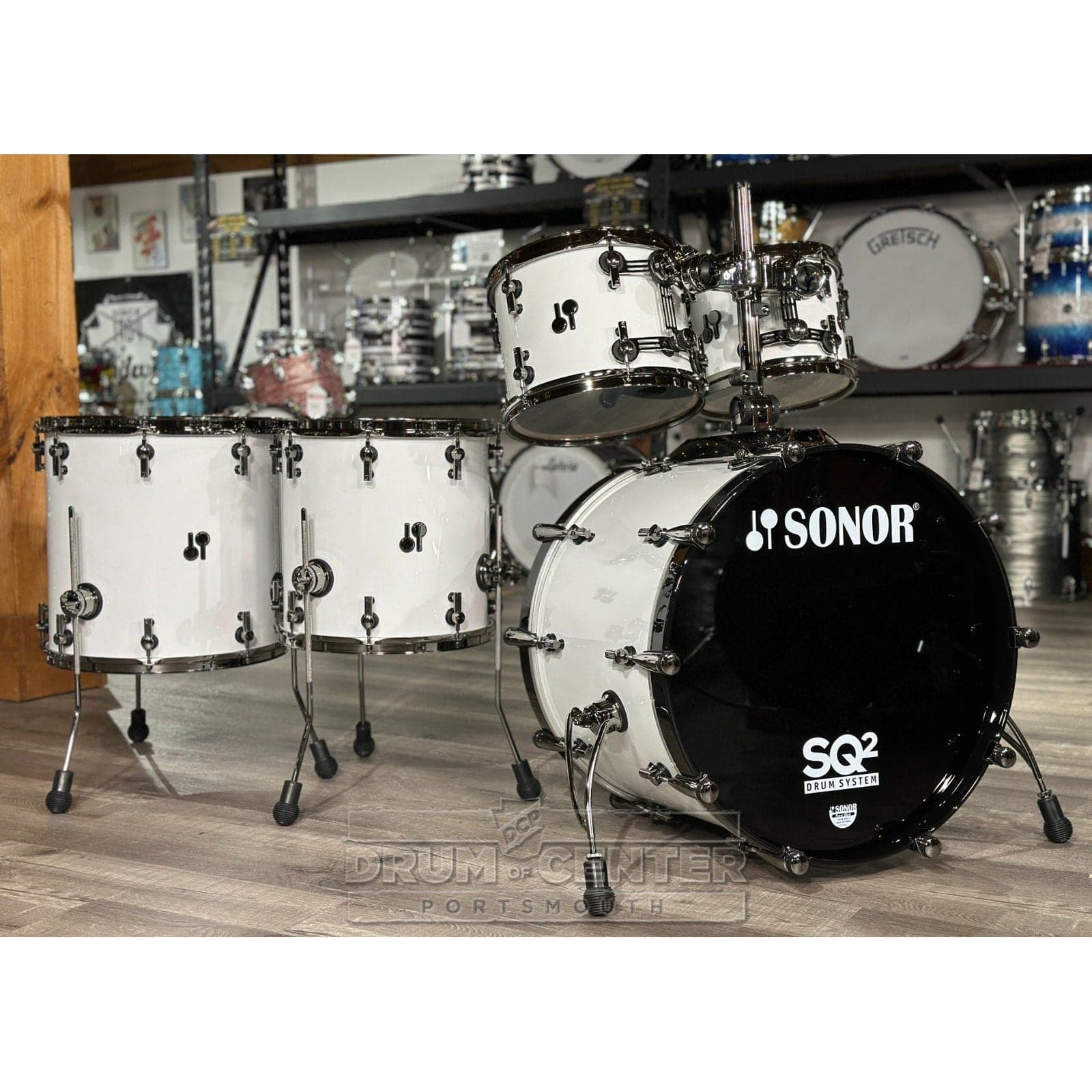 Sonor SQ2 Beech 5pc Drum Set Solid White Gloss w/Black Hardware