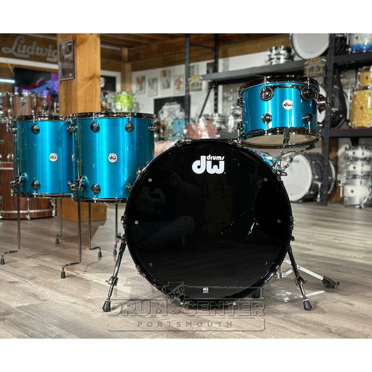 DW Collectors PurpleCore Maple 4pc Drum Set Blue Anodized Steel Lacquer w/Black Nickel Hw