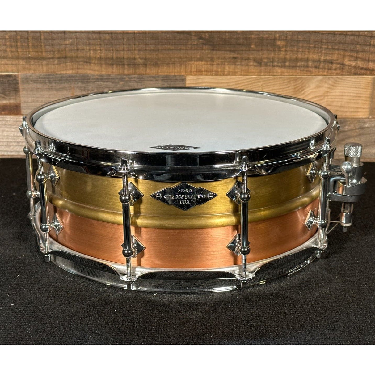Used Craviotto/AK Brass/Copper Snare Drum 14x5.5