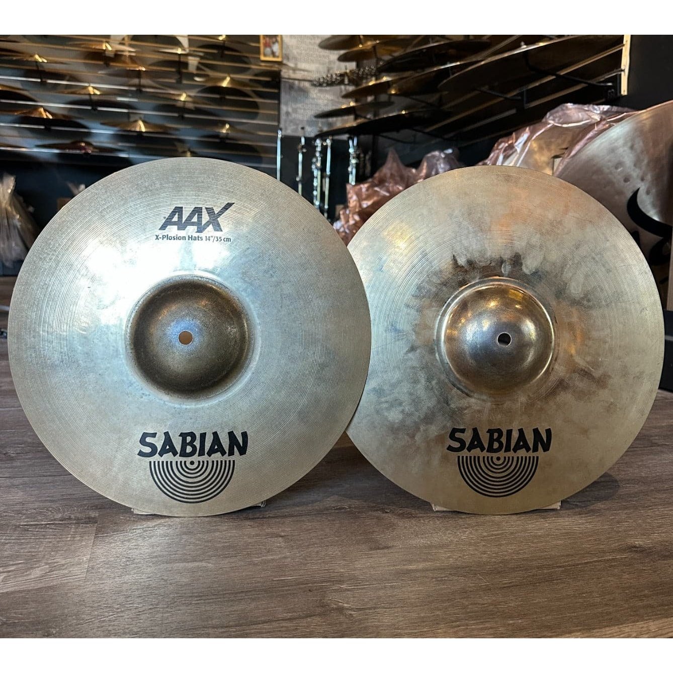 Used Sabian AAX X-Plosion Hi Hat Cymbals 14"