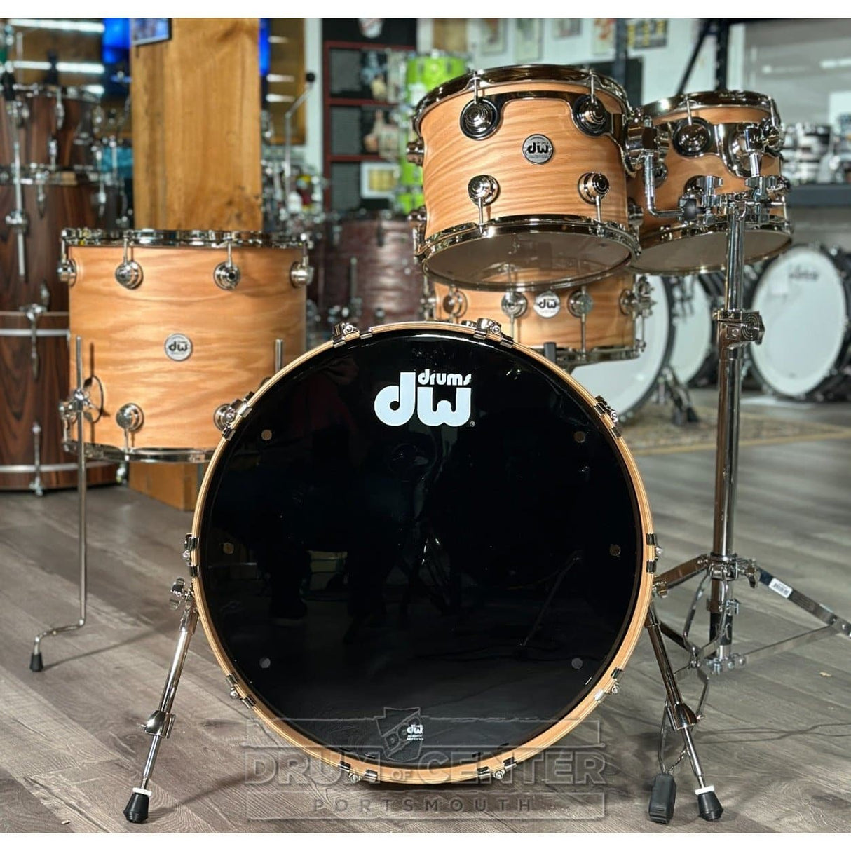 DW Collectors Pure Oak 5pc Drum Set Hard Satin Natural w/Nickel Hw