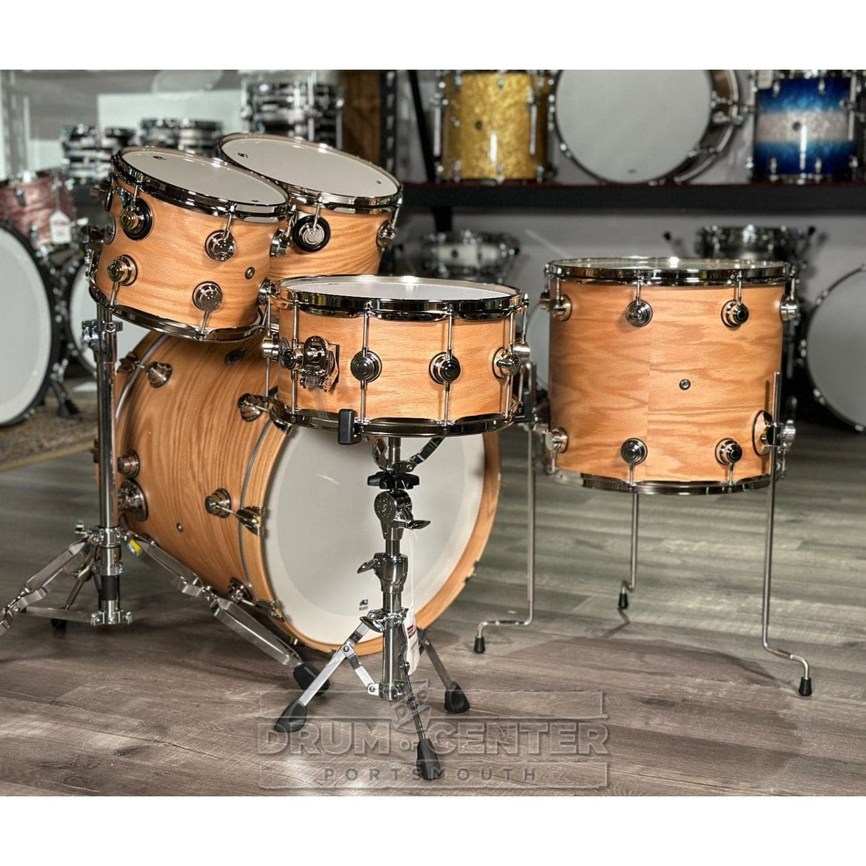 DW Collectors Pure Oak 5pc Drum Set Hard Satin Natural w/Nickel Hw