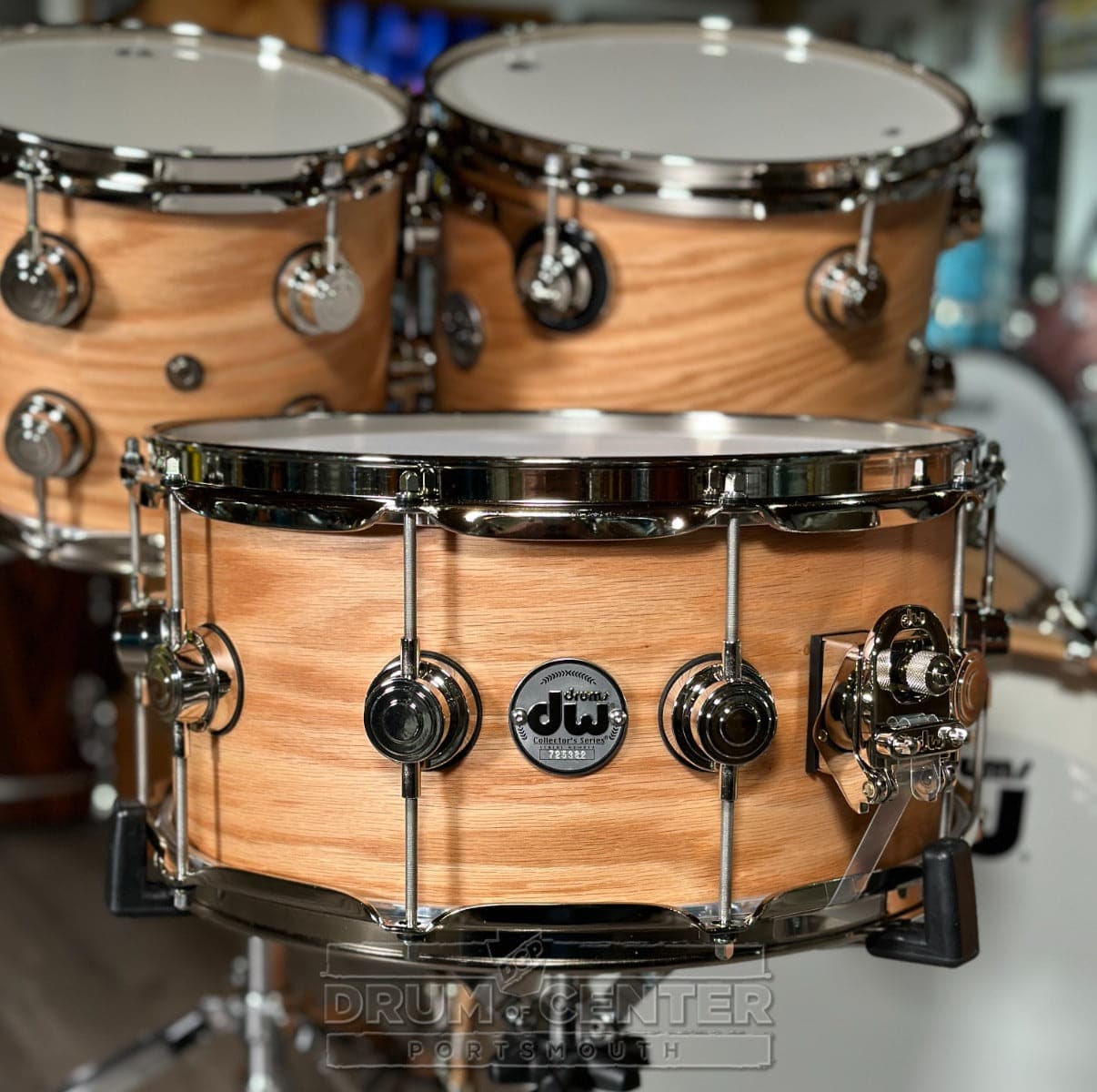 DW Collectors Pure Oak 5pc Drum Set Hard Satin Natural w/Nickel Hw