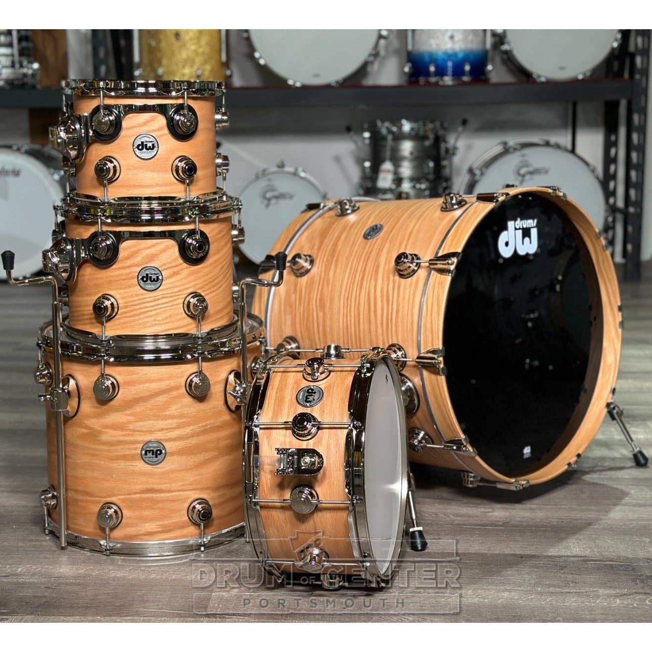 DW Collectors Pure Oak 5pc Drum Set Hard Satin Natural w/Nickel Hw