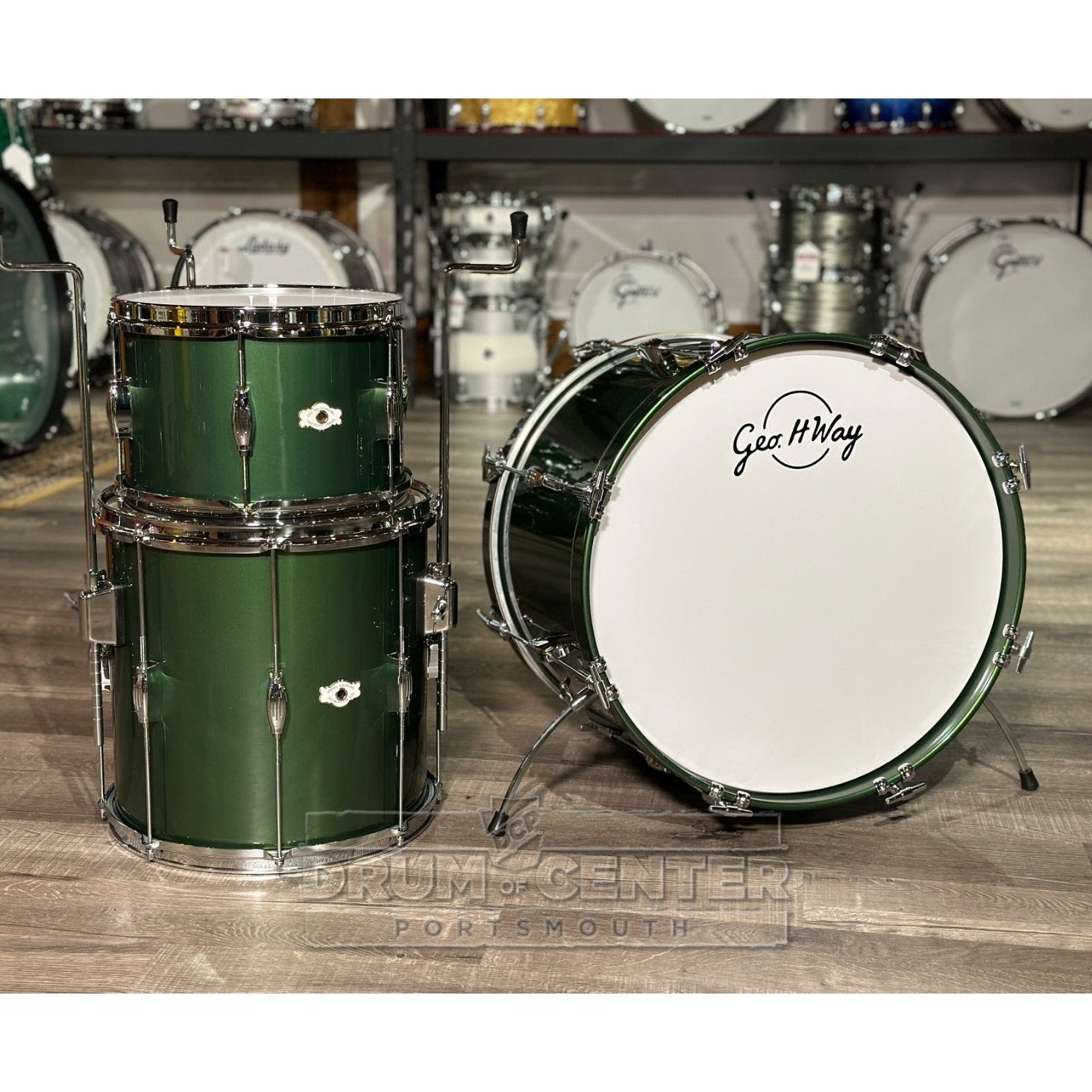 George Way Tuxedo Studio 3pc Drum Set 20/12/14 Kaddy Green