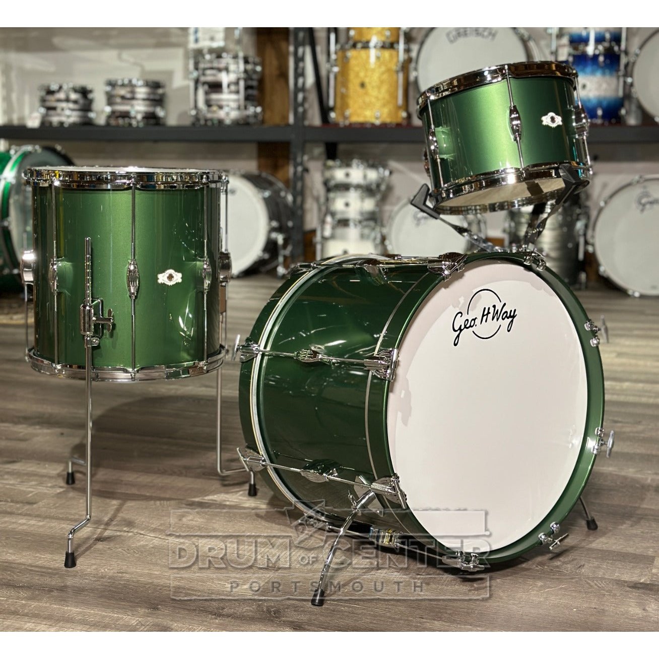 George Way Tuxedo Studio 3pc Drum Set 20/12/14 Kaddy Green