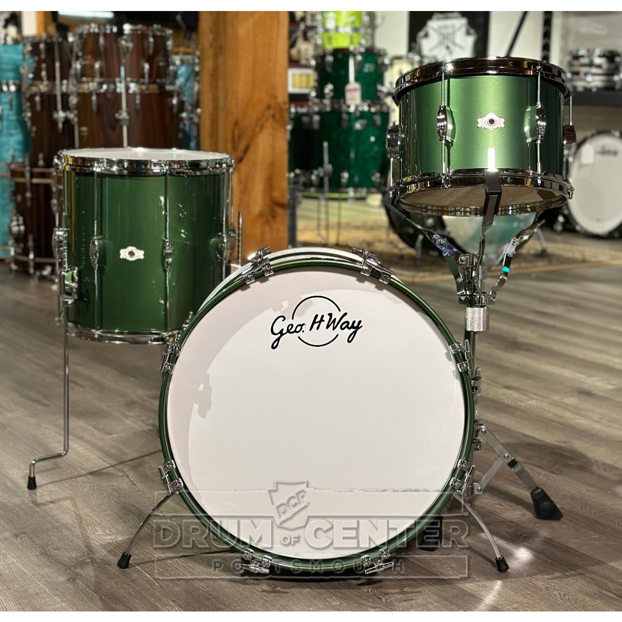 George Way Tuxedo Studio 3pc Drum Set 20/12/14 Kaddy Green