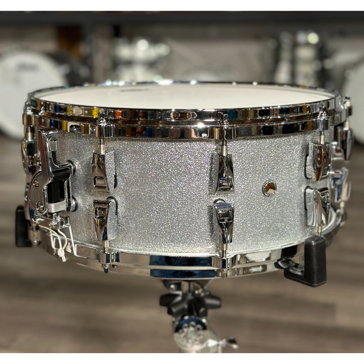 Used Yamaha Absolute Hybrid Maple Snare Drum Silver Sparkle 14x6.5