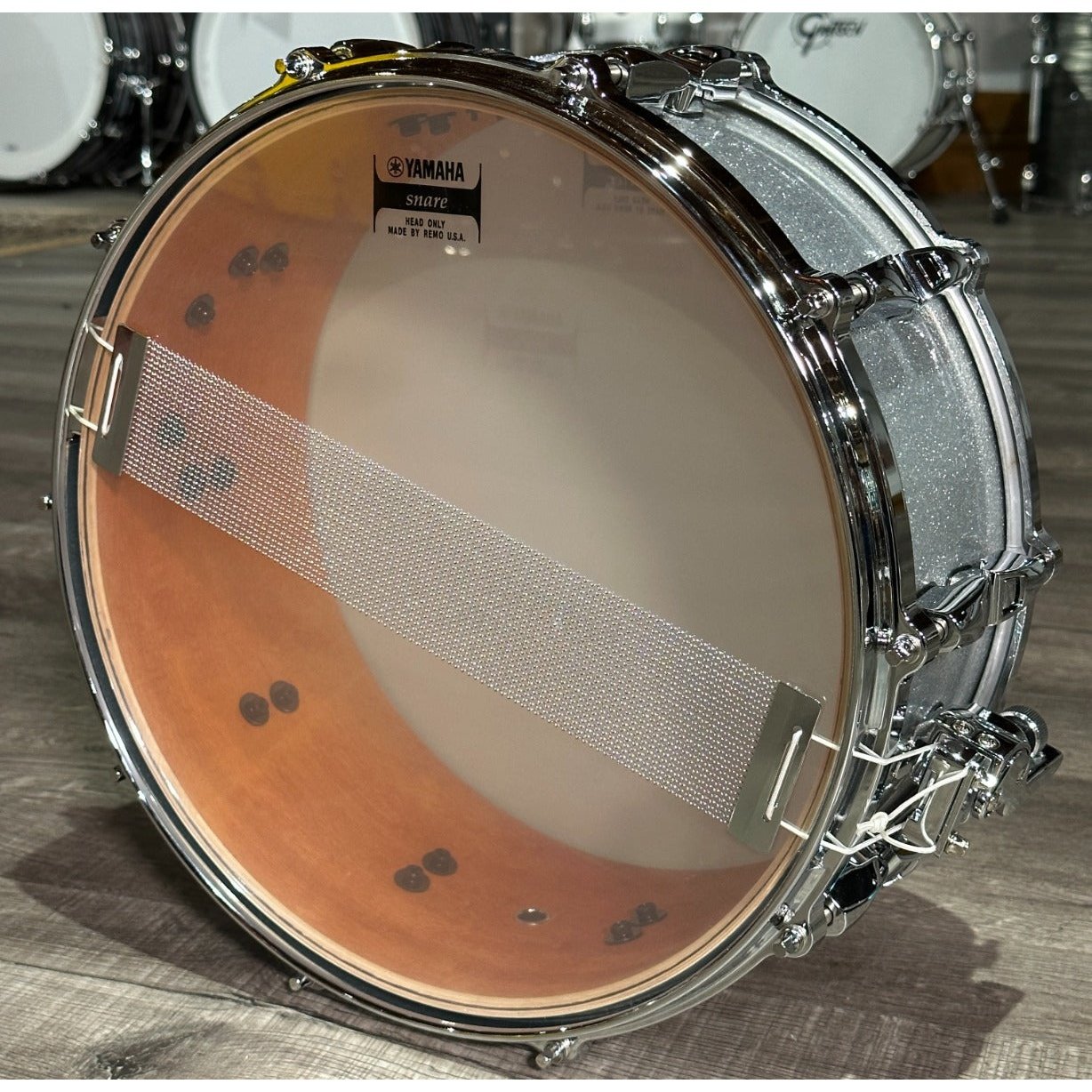 Used Yamaha Absolute Hybrid Maple Snare Drum Silver Sparkle 14x6.5