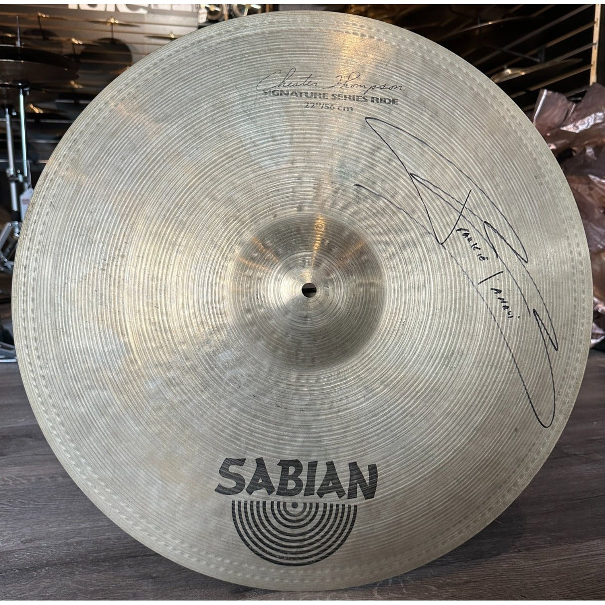 Used Sabian Chester Thompson Signature Ride Cymbal 22" Signed by Franki Benali w/COA
