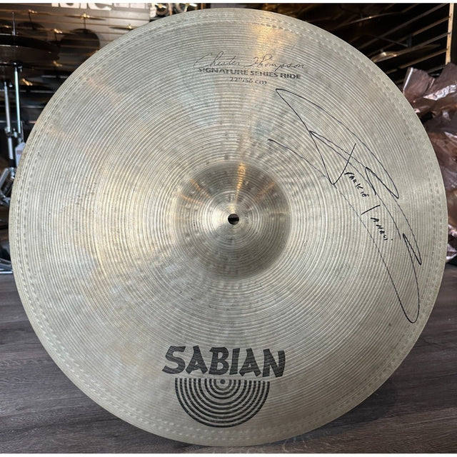 Used Sabian Chester Thompson Signature Ride Cymbal 22" Signed by Franki Benali w/COA