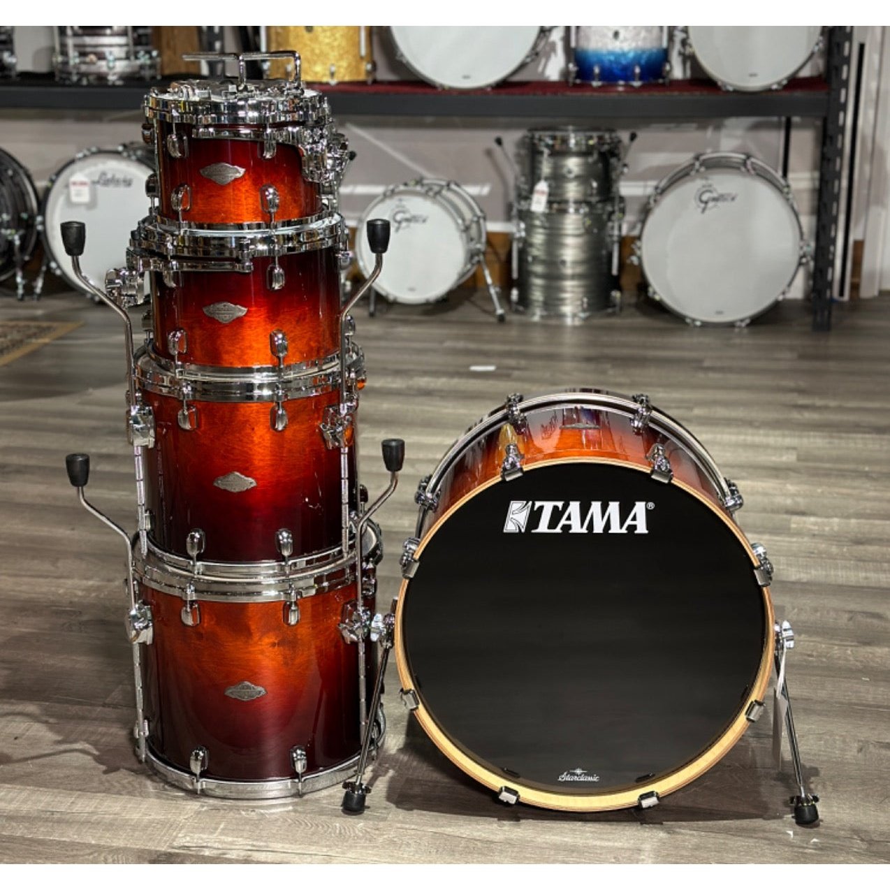 Used Tama Starclassic Performer 5pc Drum Set Dark Cherry Fade