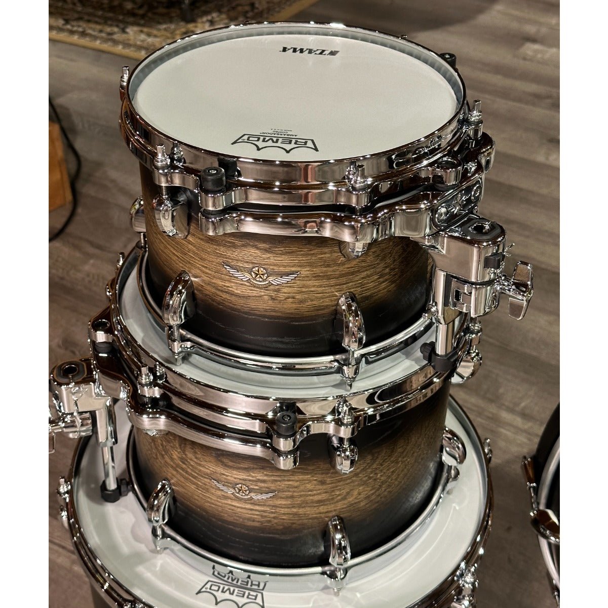 Used Tama Star Walnut 4pc Drum Set Satin Black Japanese Sen Burst