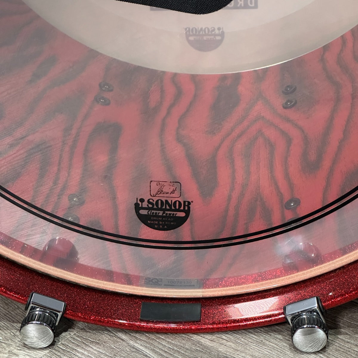 Used Sonor SQ2 Medium Maple 3pc Drum Set Red Sparkle High Gloss