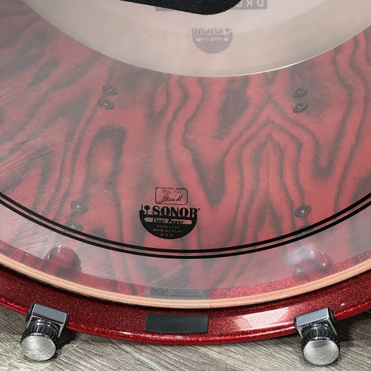 Used Sonor SQ2 Medium Maple 3pc Drum Set Red Sparkle High Gloss