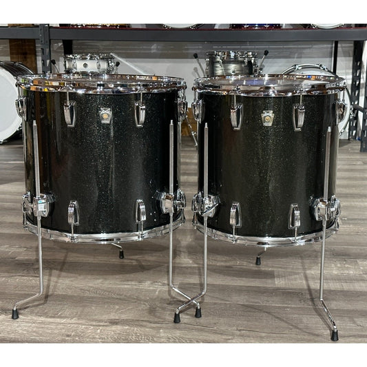 Used Ludwig Classic Maple 4pc Drum Set Black Sparkle