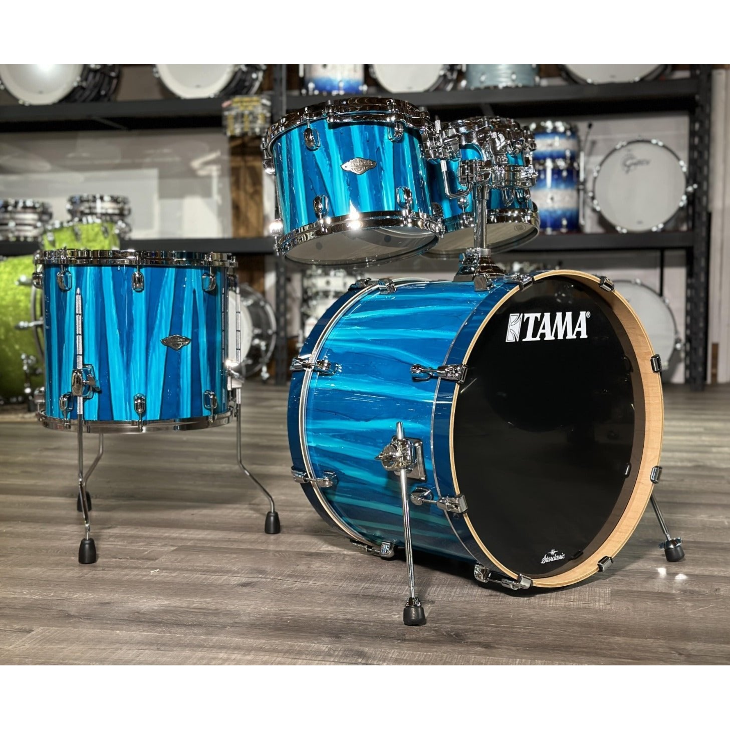 Used Tama Starclassic Performer 4pc Drum Set Sky Blue Aurora