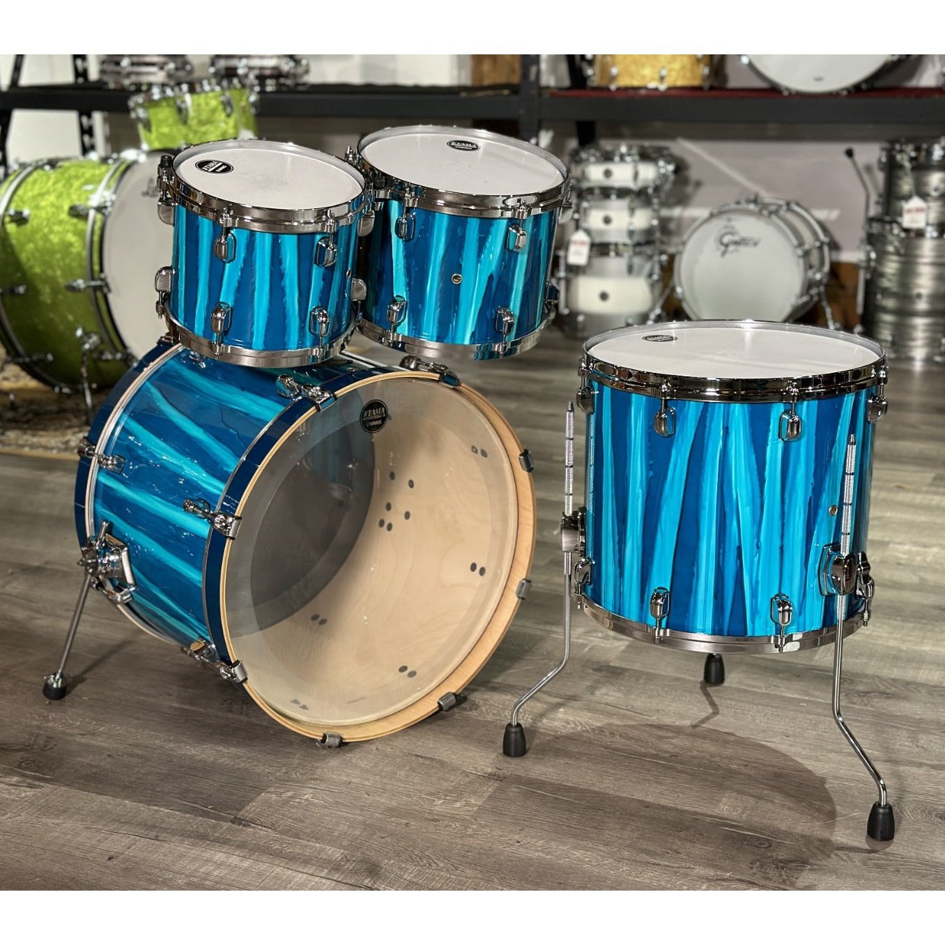 Used Tama Starclassic Performer 4pc Drum Set Sky Blue Aurora